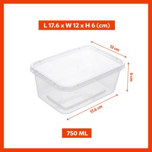 750ml Reusable Waterproof Deli Food <b>Container</b> Clear Polypropylene Rectangular Takeout Pails B2B Bulk Restaurant Foodservice - Product Image 2