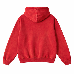 Sweat-shirt à capuche rouge vintage pour homme, de haute qualité, en molleton de coton épais, coupe oversize, streetwear personnalisé, vierge - Product Image 2