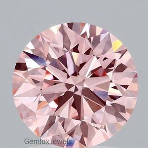 Diamante VS Clarity con certificación IGI, creado en laboratorio, de 3 quilates, corte redondo, color rosa intenso, piedra suelta para colgante. - Product Image 1