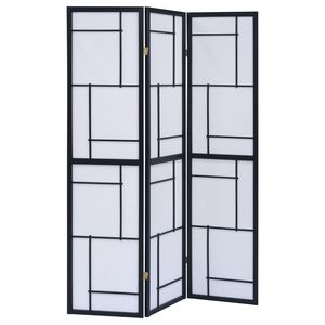 Biombo Plegable de 3 Paneles Reese Negro, Separador de Habitaciones Portátil - Product Image 2
