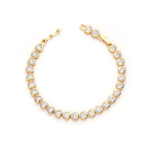 Fashion <b>Jewellry</b> Cubic Zirconia CZ Diamond Heart Design Gold Plated Tennis Brass Silver Women Trendy - Product Image 3