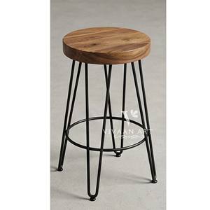 Tabouret de bar en bois moderne et traditionnel avec dossier et repose-pieds pour chambre, cuisine, comptoir, café, restaurant, siège domestique - Product Image 4
