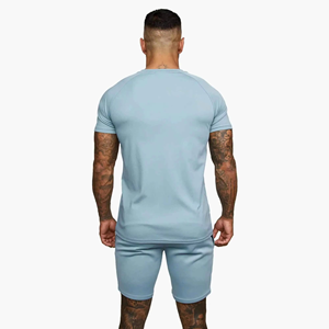 ชุดเซ็ตเสื้อยืดและกางเกงขาสั้นผู้ชาย ออกแบบโลโก้ได้เอง ชุดออกกำลังกายวิ่ง ชุดลำลองฤดูร้อน ชุดกีฬาผู้ชาย - Product Image 2