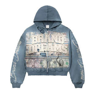 Sudaderas con Capucha para Hombre, Personalizadas con Logotipo Impreso en DTG, Sin Cordones, con Efecto de Salpicaduras de Pintura, Degradado de Color, Lavado Ácido, Algodón Vintage, Estilo Desgastado - Product Image 3