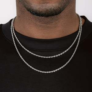 Collier chaîne corde hip-hop en argent sterling 925 plaqué or 18 carats pour homme, minimaliste, à porter au quotidien, cadeau de mariage - Product Image 1