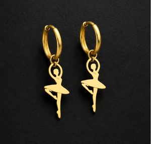 Pendientes de Aro con Diseño de Bailarina en Plata de Ley 925 Chapados en Oro, Joyería Colgante Linda para Mujer, Accesorio de Moda para Uso Diario - Product Image 1