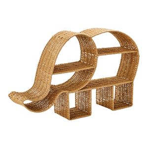 Cute Elephant Rattan Wall Shelf Kids Bedroom Large Brown Animal Storage Rack Floating Books Toys Display Holder Wholesale - Product Image 1