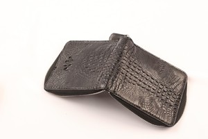 Cartera de lujo plegable para hombre, cartera corta de piel de cocodrilo auténtica con cremallera, patrón de cocodrilo, logotipo personalizable, venta al por mayor de fábrica - Product Image 3