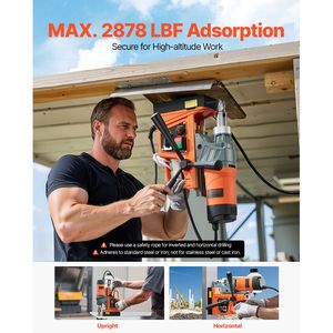 Trapano Magnetico Elettrico Portatile 1450W, 2 Diametri di Foratura, 2878 Lbf, 6 Punte per Foratura, Trapano a Potenza Variabile - Product Image 3