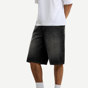 Shorts vintage streetwear pour hommes, unis, effet délavé, au-dessus du genou, en molleton de coton doux, taille à cordon de serrage, fabricant OEM AI-SH-25 - Product Image 1