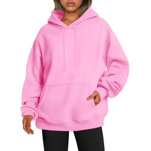 <b>Women's</b> Black Oversized Hooded <b>Sweatshirt</b> Solid Color Knitted Cotton Full Sleeve Casual Autumn Wear - Product Image 3