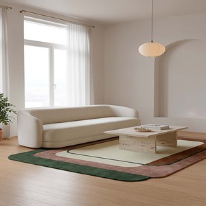 Tapis d'appoint moderne et minimaliste, tufté à la main, à motifs géométriques neutres, doux, pour salon, chambre et décoration intérieure - Product Image 2
