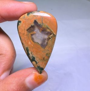 Cabochon de jaspe naturel taillé en poire, orange, vert, marron, poli, pierre précieuse en vrac pour la fabrication de bijoux - Product Image 3