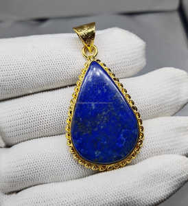 La mejor calidad, gran oferta, lapislázuli Natural, piedra preciosa Vintage, joyería dorada, colgante, joyería de moda al por mayor - Product Image 1