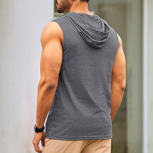 Low MOQ Wholesale Price Durable Gym <b>Sleeveless</b> Hoodies Latest Design Good Quality Black Breathable 100% Cotton <b>Hoodie</b> - Product Image 4