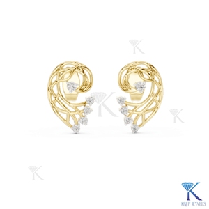 ต่างหูเพชร CVD แบบฝังลายกิ่งไม้ ดีไซน์เกลียววน 14K 18K ทองคำแท้ สำหรับผู้หญิง เครื่องประดับมินิมอล ผลิตโดยผู้ผลิตเครื่องประดับ - Product Image 1