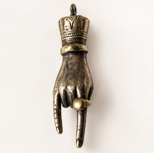Timbre de puerta dorado con corona y anillo, adorno decorativo vintage figurativo para entrada - Product Image 2