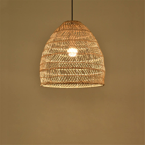Luminaire suspendu en rotin tissé à la main avec lumière LED, éclat naturel et hauteur réglable pour la maison, l'hôtel, design Wabi-sabi - Product Image 2