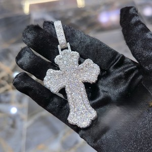 925 Sterling <b>Silver</b> Moissanite Christian Cross Pendant Rose Gold Plated Claw Set Unisex <b>Charm</b> Jewelry for Gift Party - Product Image 3