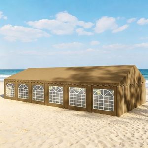 Tenda per Feste da Esterno Resistente 20x40FT con Finestre UPF30+ Doppio Strato in PVC Telaio in Acciaio Zincato Marrone - Product Image 2