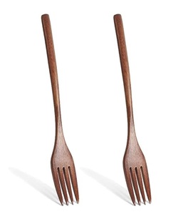 Fourchettes de table pour hôtel et maison, personnalisables avec logo, en bois d'acacia 100% naturel, ensemble de fourchettes en bois sur mesure pour servir les fruits - Product Image 1