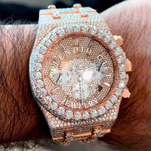 Splendid Gift Jewelry Montre à quartz analogique pour homme avec strass, boîtier rond, chronographe en cristal de saphir, luxe, 45 mm - Product Image 5
