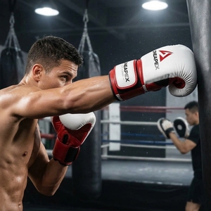 Guantes de Boxeo Rojos y Blancos, Guantes de Entrenamiento Profesional, Guantes de Boxeo Acolchados, Logotipo Personalizado OEM, Guantes Deportivos al por Mayor - Product Image 4