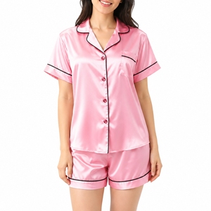 Ensemble de pyjama en satin pour femmes, vêtements de nuit de luxe, confort, style élégant, qualité supérieure, coupe décontractée, sensation légère - Product Image 1