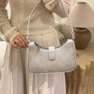 Beige Geometric PU Mini Shoulder <b>Bag</b> Vintage Flap Purse Zipper Closure Portable Small <b>Handbag</b> for Daily <b>Travel</b> Shopping Women - Product Image 3
