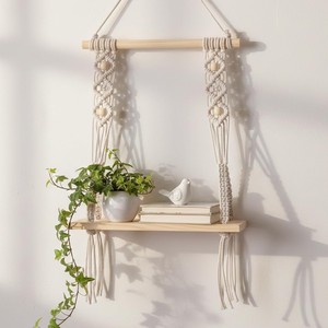 Estante de Pared de Macramé de Bambú |   Venta al por Mayor de Estilo Escandinavo Minimalista |   Lino Hecho a Mano - Product Image 1
