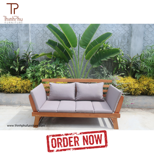 Contemporary Modern Solid Acacia Wood Durable Daybed Powder Coated Aluminium Frame Outdoor Farmhouse Garden Use Handmade - Product Image 5