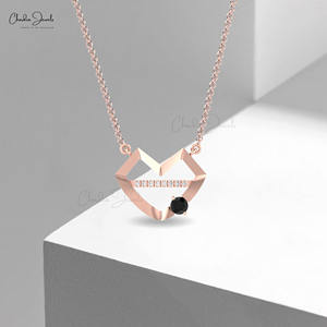 Collier pendentif en or massif 14 carats avec diamant noir naturel de 1,20 mm serti à griffes, en forme de lèvres, bijoux fins en diamant, cadeau de mariage parfait - Product Image 4