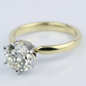 Stylish 2 Carat Vintage Round Cut Diamond 1940 Engagement <b>Ring</b> Rhodium Plated Yellow <b>Gold</b> Handmade Tension Setting - Product Image 5