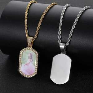 Colgante de Plata con Moissanita para Foto Personalizada de Perro, Cadena de Cuerda, Regalo con Halo, Chapado en Oro, Estilo Hiphop, Unisex - Product Image 3