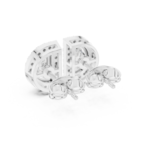 Purecarat Yellow Gold Half <b>Moon</b> Diamond Halo Stud <b>Earrings</b> Elegant Diamond Jewelry - Product Image 1