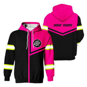 Welding Shirt Light Custom <b>Pink</b> Black Zip Hoodie Fleece <b>Jacket</b> Sublimation Print Logo Name Casual Unisex Autumn Wear - Product Image 1