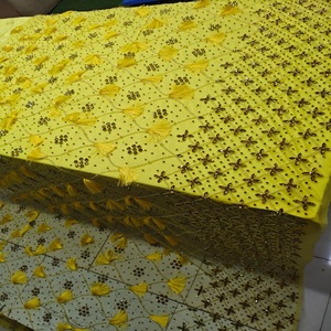 A.K.TRENDY COLLECTION Luxury Handmade Rhinestones Sequence Mesh Lace Fringes Eco-Friendly Traditional Elegant Floral 5 Yards - Product Image 1