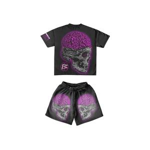 Ensemble de vêtements d'été pour hommes de haute qualité, 100% coton biologique, streetwear écologique, t-shirt à col rond, shorts, sur mesure, lavable - Product Image 3