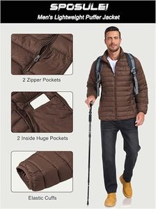 Men's Lightweight Packable Puffer <b>Jacket</b> <b>Waterproof</b> <b>Winter</b> Hood <b>Jacket</b> Custom Packable Quilted Puffer <b>Jacket</b> With Storage Pouch - Product Image 4