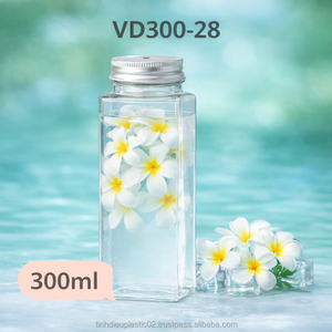 ขวด PET สี่เหลี่ยมขนาด 300 มล. พร้อมฝาเกลียวขนาด 55 มม. สำหรับน้ำผลไม้ ชา กาแฟ เครื่องดื่ม - Product Image 4