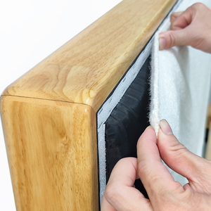 Lit en bois de caoutchouc au design minimaliste moderne avec tête de lit capitonnée, charpente japonaise, fabricant de meubles en bois du Vietnam - Product Image 3