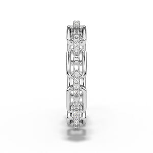 Anillo de cadena moderno con diamantes cultivados en laboratorio, oro macizo de 14K, banda apilable con diamantes redondos, joyería minimalista de compromiso - Product Image 2