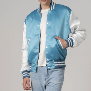 Chaqueta Varsity de Satén Personalizada para Hombre, Chaqueta Bomber de Béisbol, Impermeable, Transpirable, con Cierre de Cremallera, Fabricante Mayorista OEM ODM - Product Image 3