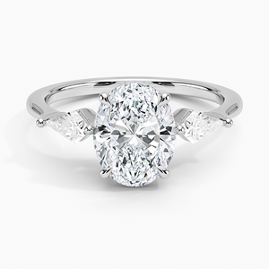 Anillo BOJ 0116 Corte Ovalado Plata 925 Luxe Cometa Anillo Solitario de Tres Piedras con Diamante de 2ct Color D VVS1 Moissanita Certificado GRA - Product Image 1
