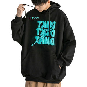 Sweat-shirt à capuche oversize pour homme en coton French Terry, imprimé lettres, poche avant, vêtement décontracté pour l'automne - Product Image 5