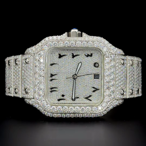 Reloj Personalizado con Esfera Árabe y Diamantes Moissanite - Reloj de Lujo Automático para Hombre con Incrustaciones Completas de Diamantes Moissanite VVS - Product Image 1