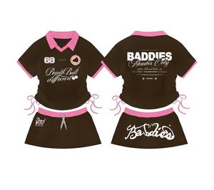 Conjunto de Dos Piezas de Top Corto Acanalado con Logotipo Bordado Personalizado, Camiseta de Punto y Pantalones Cortos, Conjunto de Ropa Informal para Mujer - Product Image 3