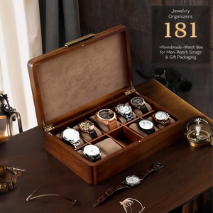 Caja de Reloj de Madera Hecha a Mano de Primera Calidad para Hombre - Almacenamiento de Relojes y Empaque para Regalo - Product Image 3