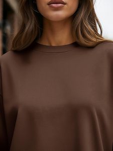 Camiseta de Manga Larga con Cuello Redondo para Mujer, Corte Ajustado Informal, Top de Manga Larga, Bordado Personalizado, Impresión, Fábrica de Ropa OEM ODM - Product Image 2