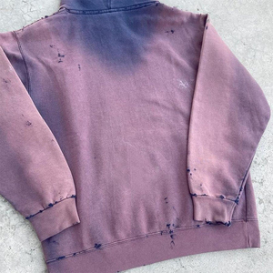 เสื้อฮู้ดดี้โอเวอร์ไซส์สำหรับฤดูหนาว ผ้าฝ้ายฟลีซ 100% แบบทำสีซีดและขาดๆ แบบสั่งทำพิเศษ - Product Image 3